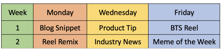 color coded content calendar